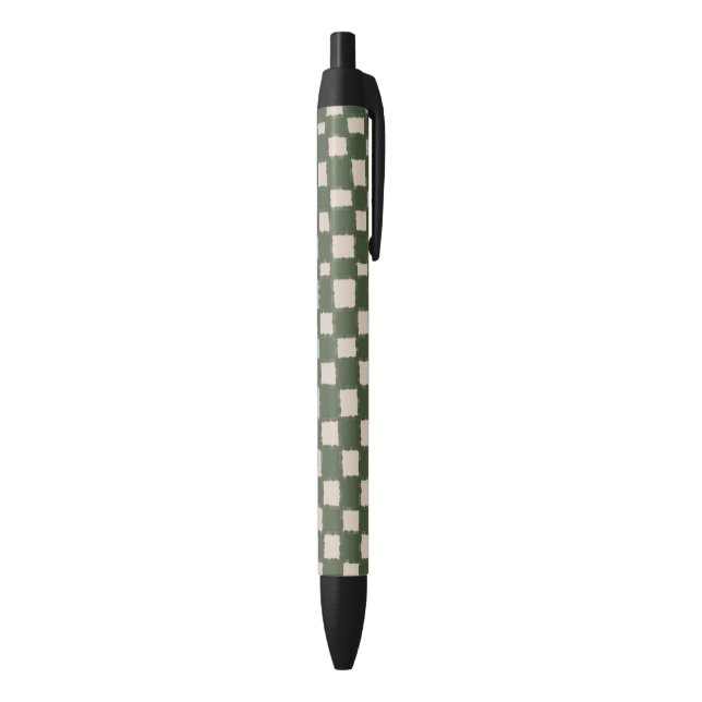 Elegant Green Grey Checkered Checkerboard Pattern  Pen (Bottom (Vertical))
