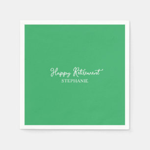 Elegant Green Happy Retirement Napkins