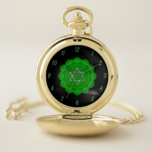 Elegant Green Heart Chakra Chi Zen Yoga Spiritual Pocket Watch