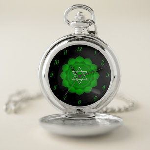 Elegant Green Heart Chakra Chi Zen Yoga Spiritual Pocket Watch