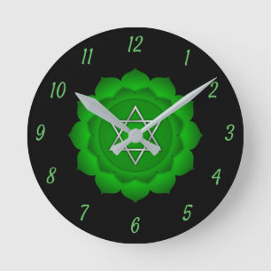 Elegant Green Heart Chakra Chi Zen Yoga Spiritual Round Clock