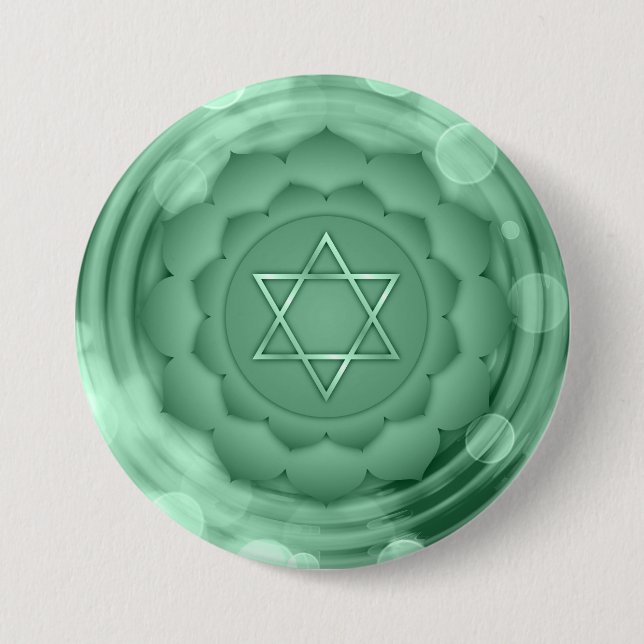 Elegant Green Heart Chakra Zen Yoga Spiritual Button (Front)