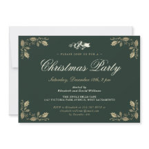 Elegant Green Holly Bells Christmas Holiday Party