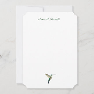 Elegant Green Hummingbird Note Card