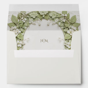 Elegant Green Hydrangea Wedding Envelope
