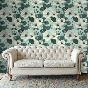 Elegant Green & Ivory Botanical Design  Wallpaper