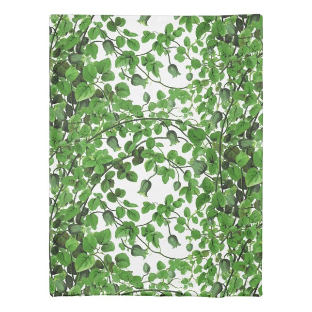 Elegant Green Ivy Vine Botanical Duvet Cover (Back)