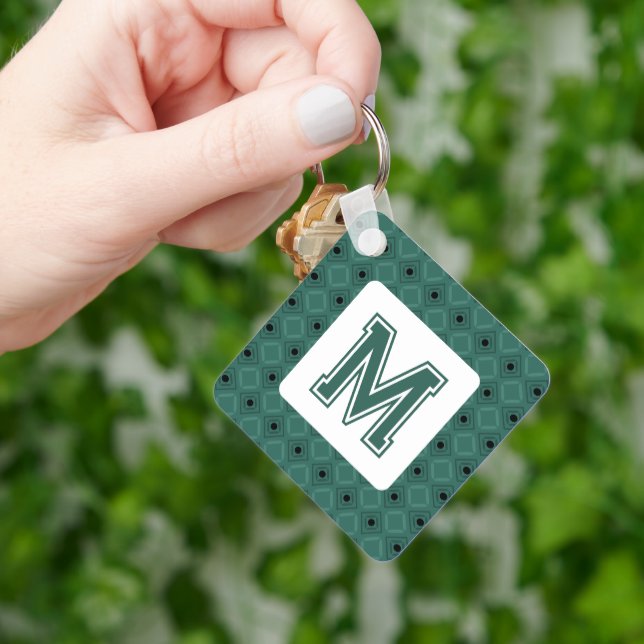 Elegant Green Keychain with Monogram (Hand)