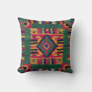 Elegant Green Kilim Pillows: Add Vintage Charm  Throw Pillow