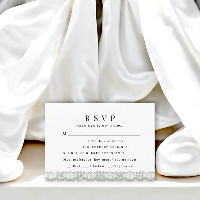 Elegant Green Lace Wedding Response Card (Creator Uploaded)