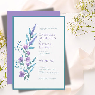 Elegant Green Lavender Watercolor Wedding Card