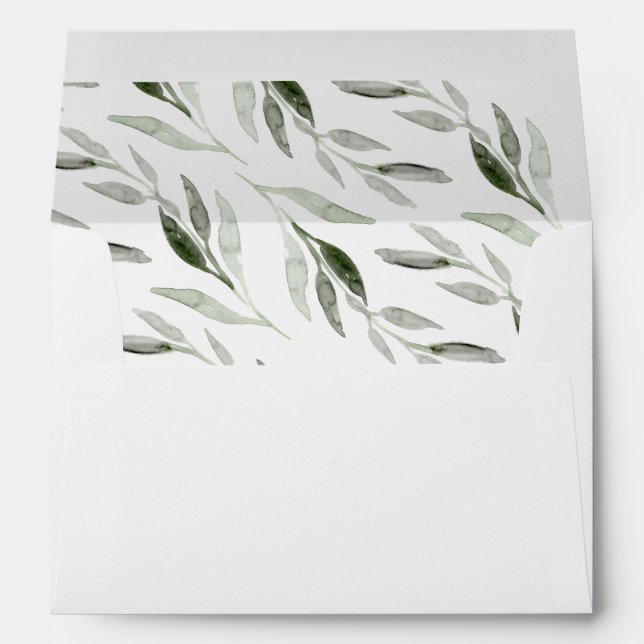 Elegant Green Leaf All Occasion Wedding Envelope (Back (Bottom))