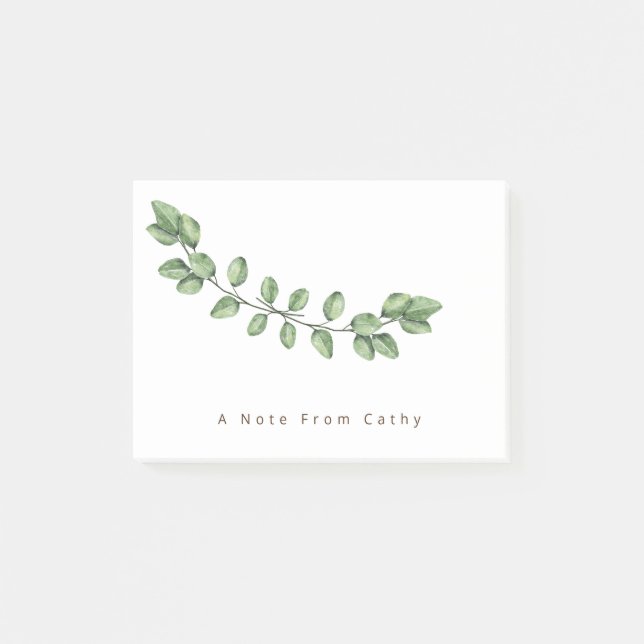 Elegant Green Leaf Name Notes (Front)