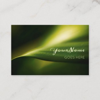 Elegant Green Leaf Nature Photograph Business Card by Sauromatum at Zazzle