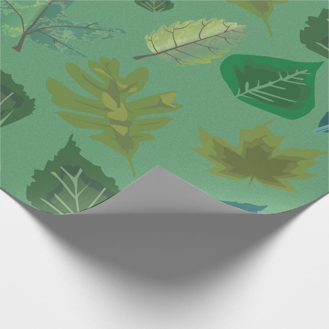 Elegant Green Leaf Pattern Wrapping Paper  (Corner)