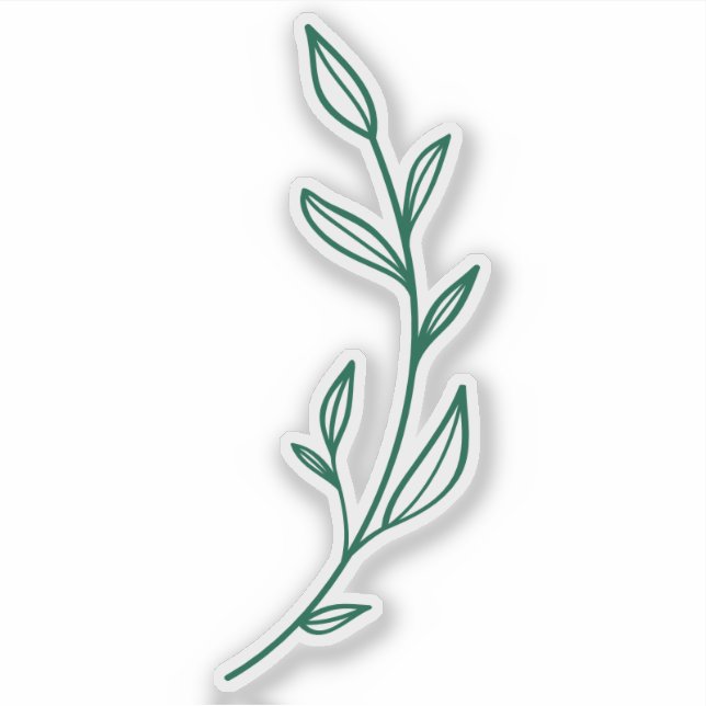 Elegant Green Leaf  Sticker (Front)