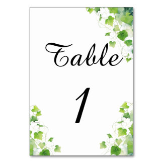 Elegant Green Leaf Table Number