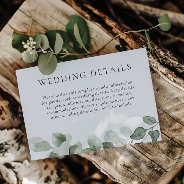  Elegant Green Leaf Wedding Details Reception Enclosure Card (Creator Uploaded)