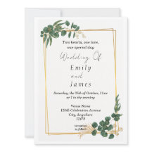 Elegant Green Leaf Wedding Invitation