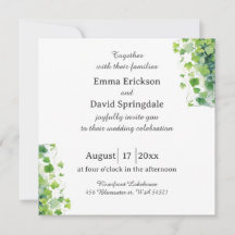 Elegant Green Leaf Wedding Invitation