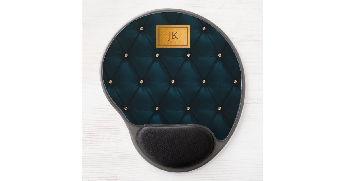 Elegant Green Leather,Diamonds,Monogram Gel Mouse Pad | Zazzle