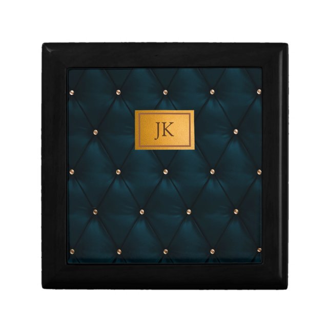 Elegant Green Leather,Diamonds,Monogram  Gift Box (Front)