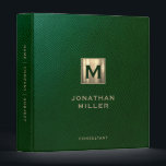 Elegant Green Leather Luxury Gold Monogram 3 Ring Binder<br><div class="desc">Keep your documents,  notes,  and plans organized with this elegant green leather 3-ring binder,  featuring a luxurious gold monogram design. With a durable construction and a stylish look,  this binder is perfect for home,  office,  or school use.</div>