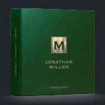 Elegant Green Leather Luxury Gold Monogram 3 Ring Binder<br><div class="desc">Keep your documents,  notes,  and plans organized with this elegant green leather 3-ring binder,  featuring a luxurious gold monogram design. With a durable construction and a stylish look,  this binder is perfect for home,  office,  or school use.</div>
