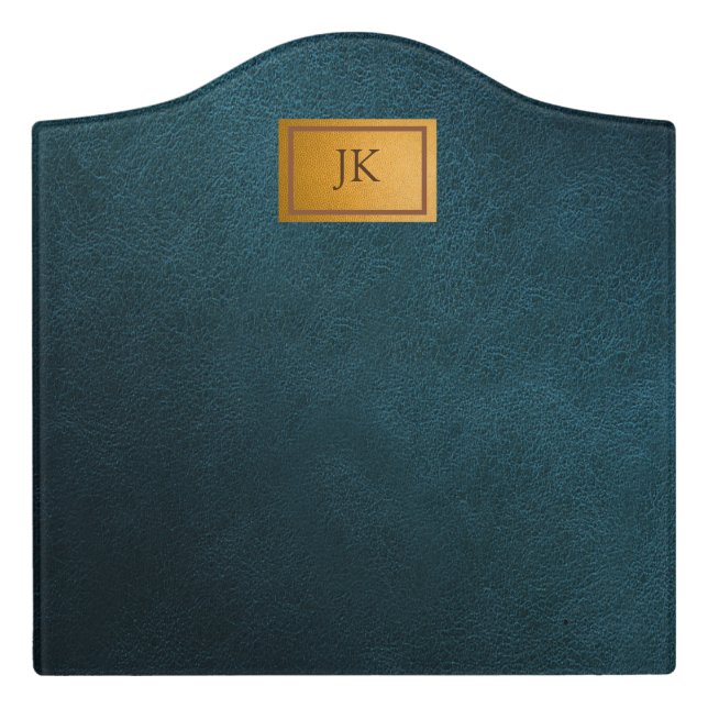 Elegant Green Leather,Monogram   Door Sign (Large Crest Front)