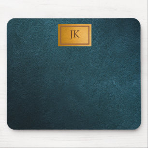 Elegant Green Leather,Monogram Mouse Pad
