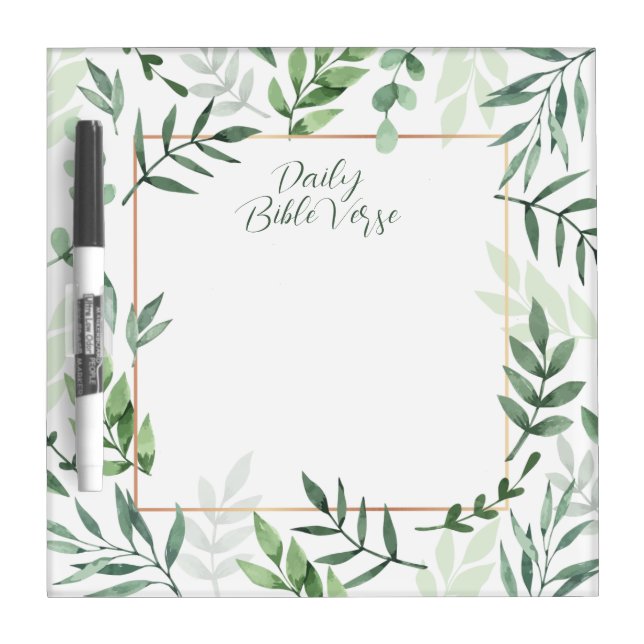 Elegant Green Leaves Daily Bible Verses Dry Erase Board (Front)