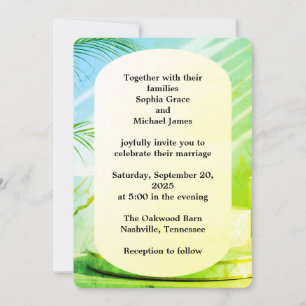 Elegant Green Leaves Nature Design Minimal Botan Invitation