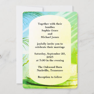 Elegant Green Leaves Nature Design | Minimal Botan Invitation