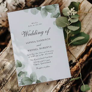 Elegant Green Leaves Watercolor Modern Wedding Invitation