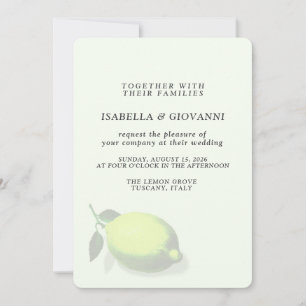 Elegant Green Lemon Tuscany Wedding Invitation