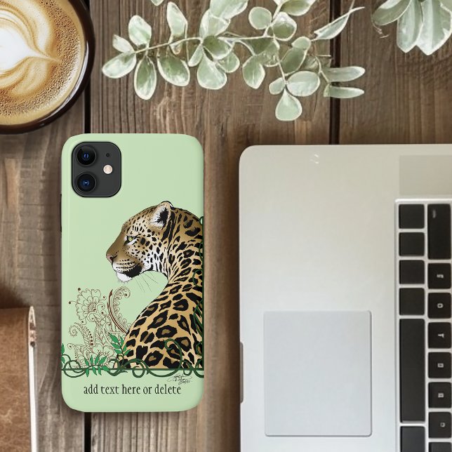 Elegant Green Leopard Botanical Henna Case-Mate iPhone Case (Creator Uploaded)