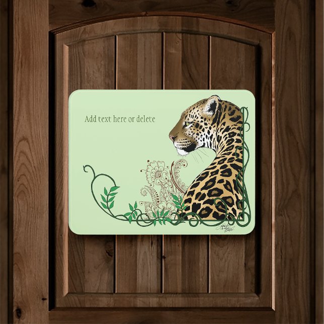 Elegant Green Leopard Botanical Henna Door Sign (Creator Uploaded)