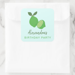Elegant Green Lime Party Square Sticker