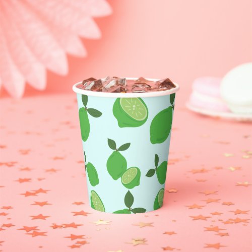 Elegant Green Lime Pattern Paper Cups