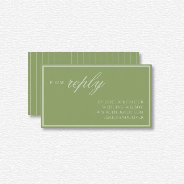 Elegant Green Lines Wedding  Enclosure Card (Creator Uploaded)