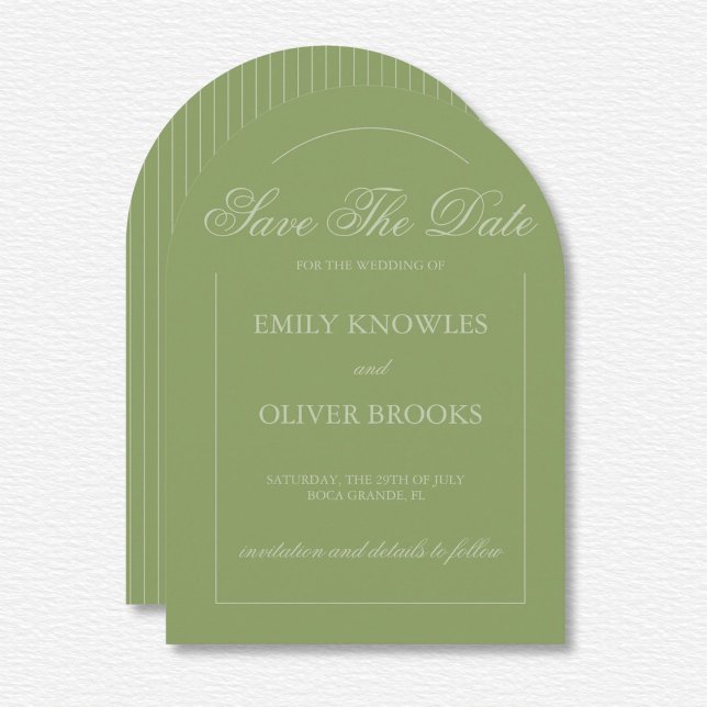 Elegant Green Lines Wedding Save The Date (Creator Uploaded)