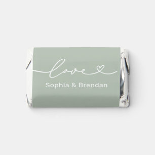 Elegant Green Love Heart Script Monogram Hershey's Miniatures