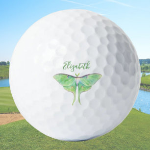 Elegant Green Luna Moth Personalized Ladies Golf Balls