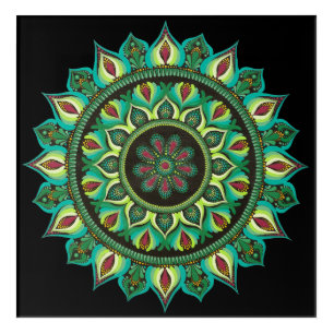 Elegant Green Mandala   Bohemian Zen Minimalist  Acrylic Print