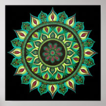 Elegant Green Mandala | Bohemian Zen Minimalist 
