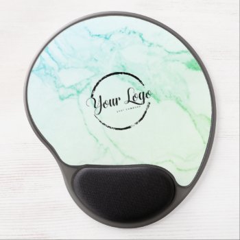 Elegant Green Marble Custom Logo Gel Mouse Pad by TheSillyHippy at Zazzle