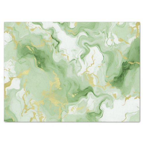 Elegant Green Marble Faux Gold Glitter Effect 0 Tissue Paper