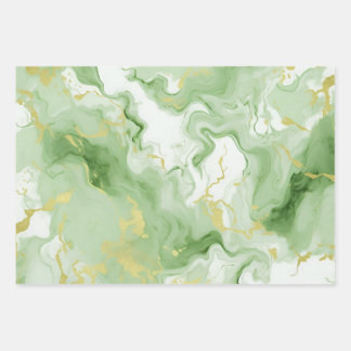 Elegant Green Marble Faux Gold Glitter Effect 0 Wrapping Paper Sheets