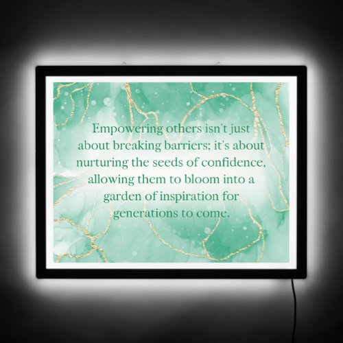 Elegant Green Marble Motivational Quote           LED Sign