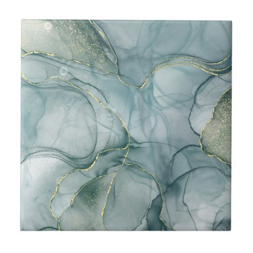 Elegant Green Marble Pattern Ceramic Tile